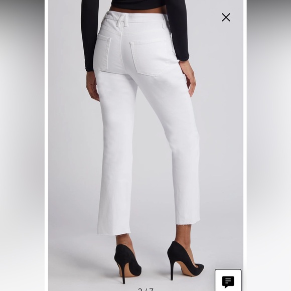 NWT- Good Straight High Waist Raw Hem Straight Leg Jeans- White-Size 12 - Picture 2 of 9